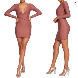 Tiger Mist | Dusty Rose Long Sleeve Bodycon Mini Dress | Size S